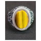 Sterling silver and tiger eye ring