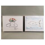 Pair of prints under plexiglass