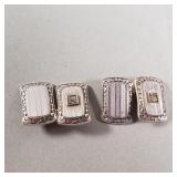 14K white gold and diamond cufflinks