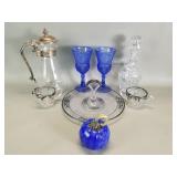 Group of crystal and glass, decanter, pitcher,