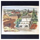 Vintage P. Resnack signed watercolor painting