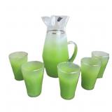 Vintage West Virginia pitcher & 5 glasses