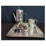 Mid century Modern style 4 pieces silver plate