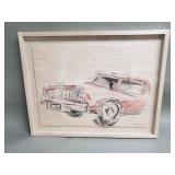 Signed Teresa Flores mixed media drawing under