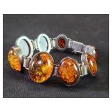 Vintage silver and amber bracelet