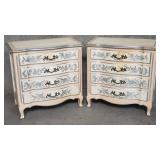 Pair of John Widdicomb nightstands with floral