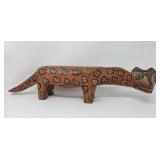 Folk art carved wood jaguar figurine