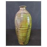 Green and brown glazed pottery vase