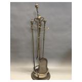 Vintage brass fireplace tool set