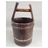 Antique Chinese water bucket dark wood