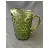 Vintage green glass pitcher