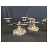Pair of sterling silver weighted candelabras