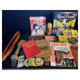 Misc vintage items; nesting doll, glass knife,