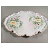 Vintage hand painted floral porcelain tray