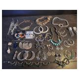 Collection of costume jewelry, earrings, crystal,