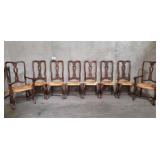 Venetian Baroque-style oak dining chairs with