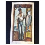 Vintage P. Resnack signed watercolor painting