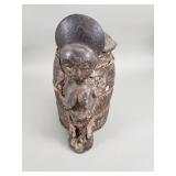 Vintage African carved wood fertility lidded