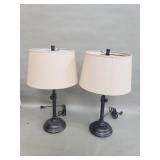 Pair of contemporary metal table lamps