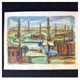 Vintage P. Resnack signed watercolor painting