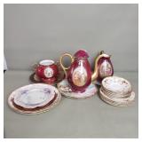 Group of porcelain and ceramic plates, cream,