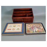 Vintage Cloverleaf Table placemats and wood desk