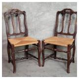 Pair of French Louis XV-style carved walnut side
