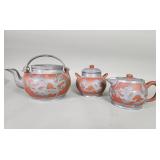 Antique Chinese Yixing-style pottery and pewter