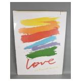 Corita Kent signed "Love Is Hard Work" serigraph