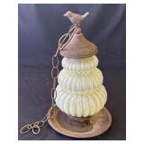 Vintage metal & glass bird feeder