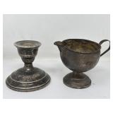 Pair of weighted sterling silver candle holder &