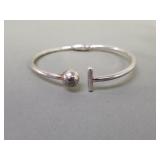 Sterling silver ball and barend cuff bracelet