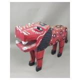 Folk art carved wood  lion figurine