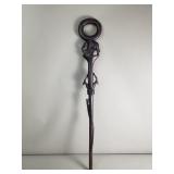 Antique African highly carved walking stick