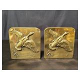 Vintage brass and iron duck bookends