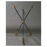 French Jansen arrow iron and brass side table