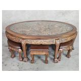 Vintage Chinese hand carved tea table