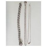 Sterling silver necklaces and bracelet.
