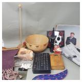 Box of miscellaneous items: ink stone,