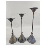 Set of 3 brass candlesticks