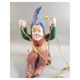 Vintage swinging cement gnome garden statue