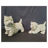 Pair of ceramic and composite dog figures