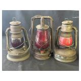 Lot of 3 vintage Dietz lanterns