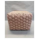 Woven sea grass square pouf