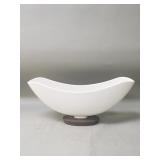 KPM white porcelain flower boat with wooden stand
