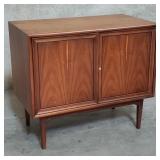 Drexel Mid-century modern walnut cabinet with key