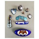 Vintage sterling silver, enamel, and stone
