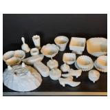 22pc vintage Fenton hobnail milk glass
