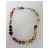 Jadeite beaded necklace with sterling silver clasp