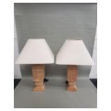 Pair of wood table lamps